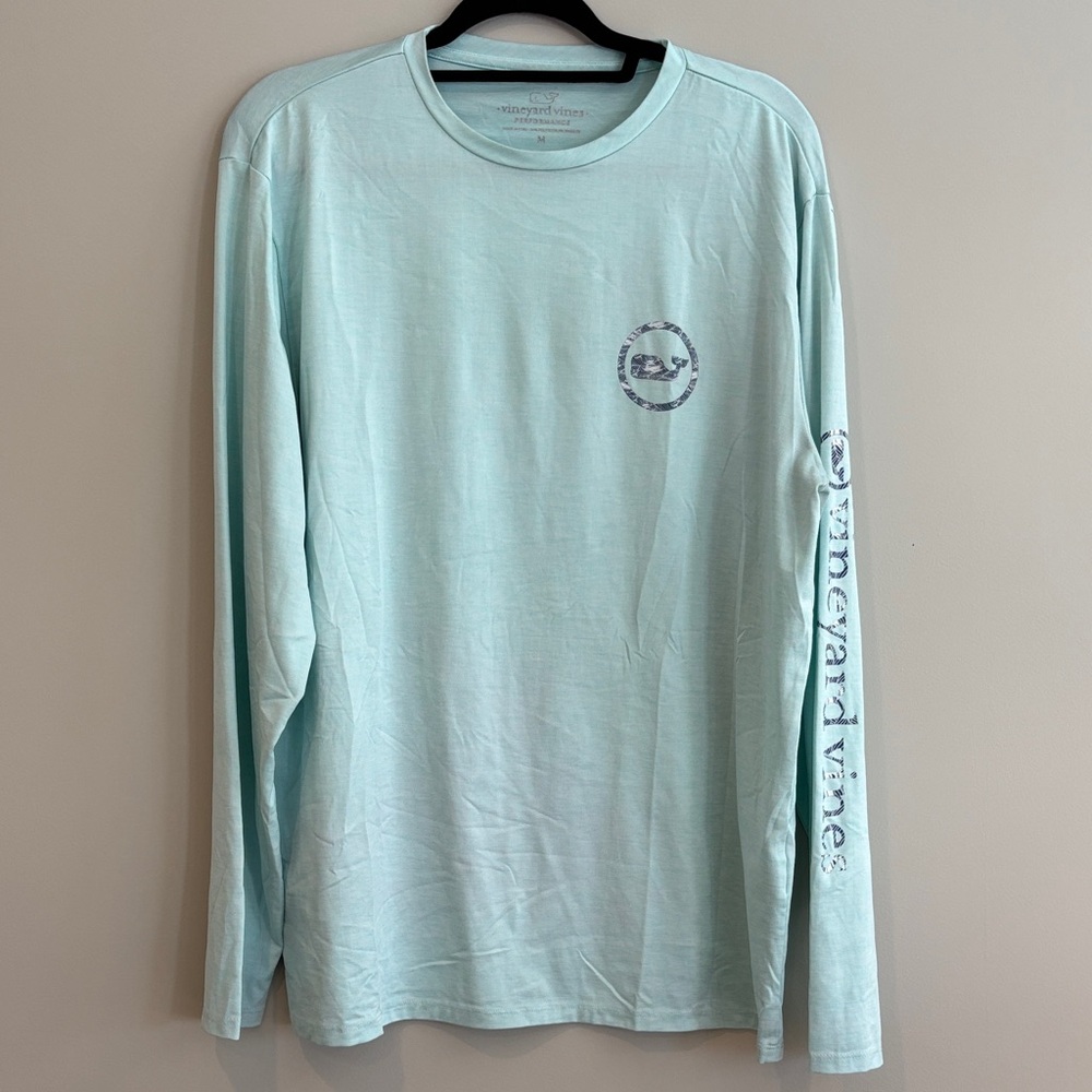 Vineyard Vines Men's Aqua Performance Long Sleeve Tee